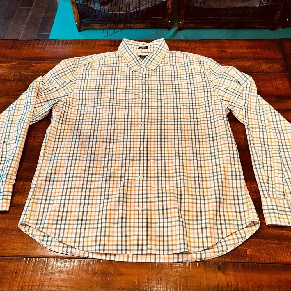 J. Crew Orange and Blue Casual Button Down Shirt
